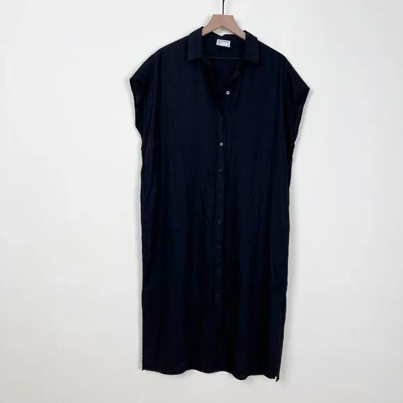 Frank And Oak Midi Linen Commuter Dress Button Down Oversized Shirt Relaxed Fit - Picture 5 of 15
